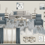 living room interior design, transitional, contemporary, modern