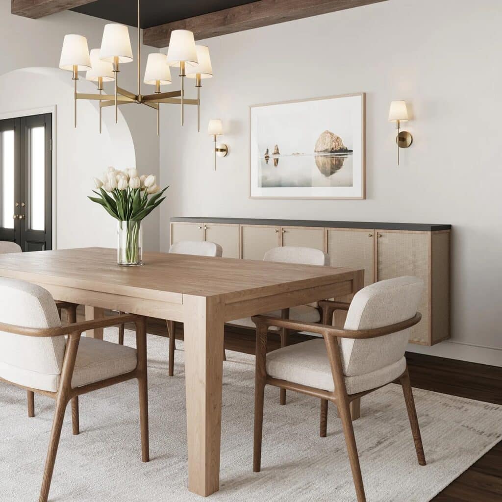 Dining room with matching sconces for dining room design ideas