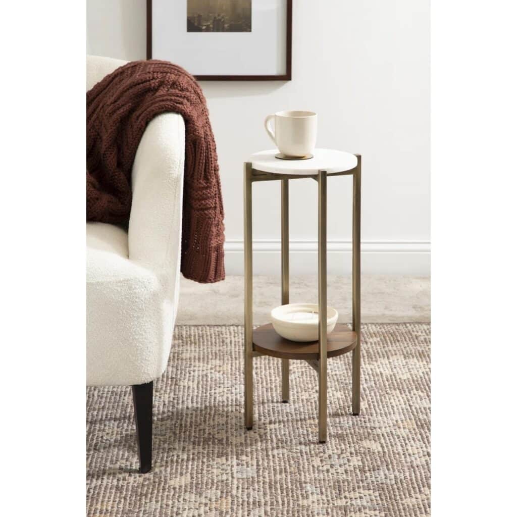 Plant stand used as a side table for small spaces 