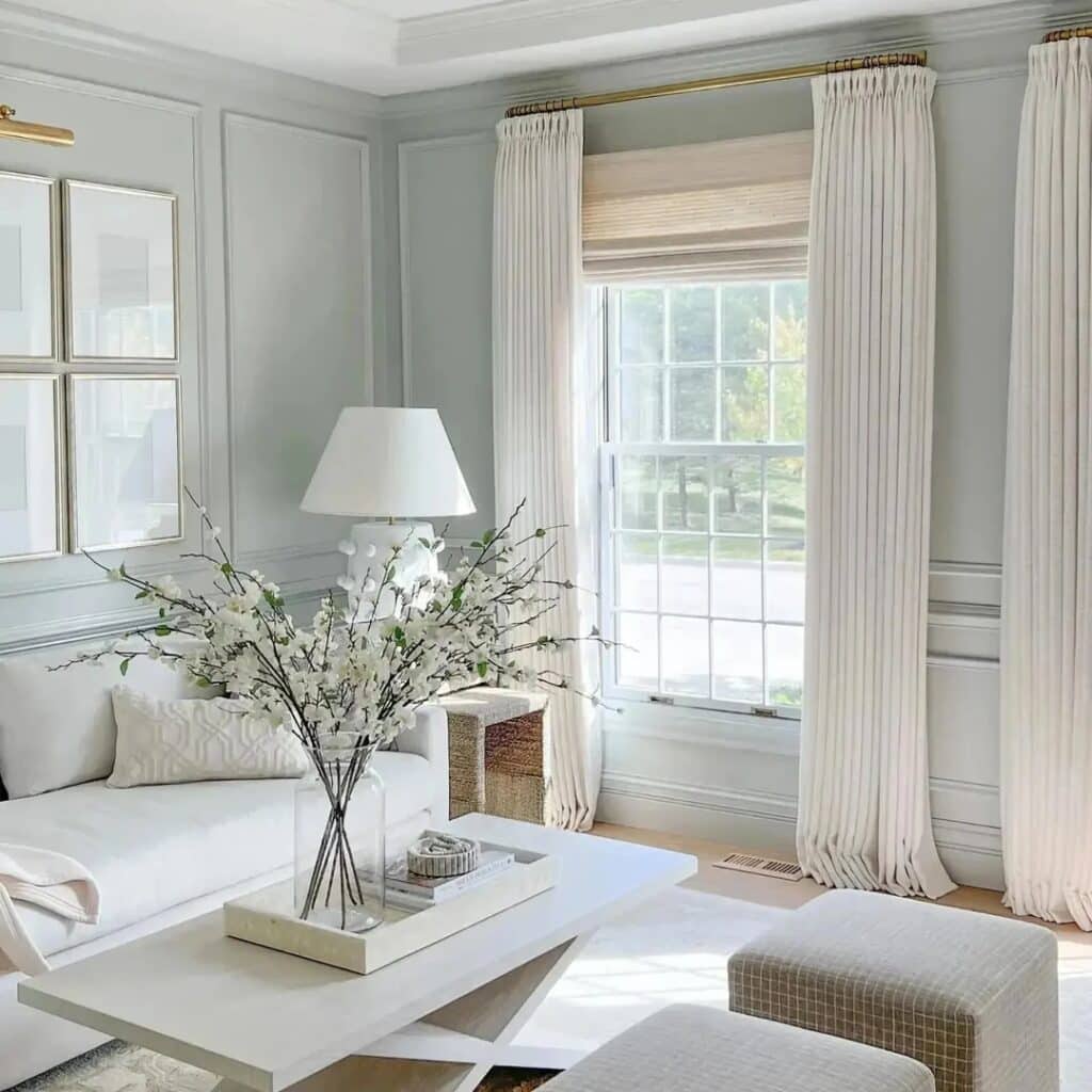 Two Pages curtains in the living room helps avoid design mistakes by making your home look finished