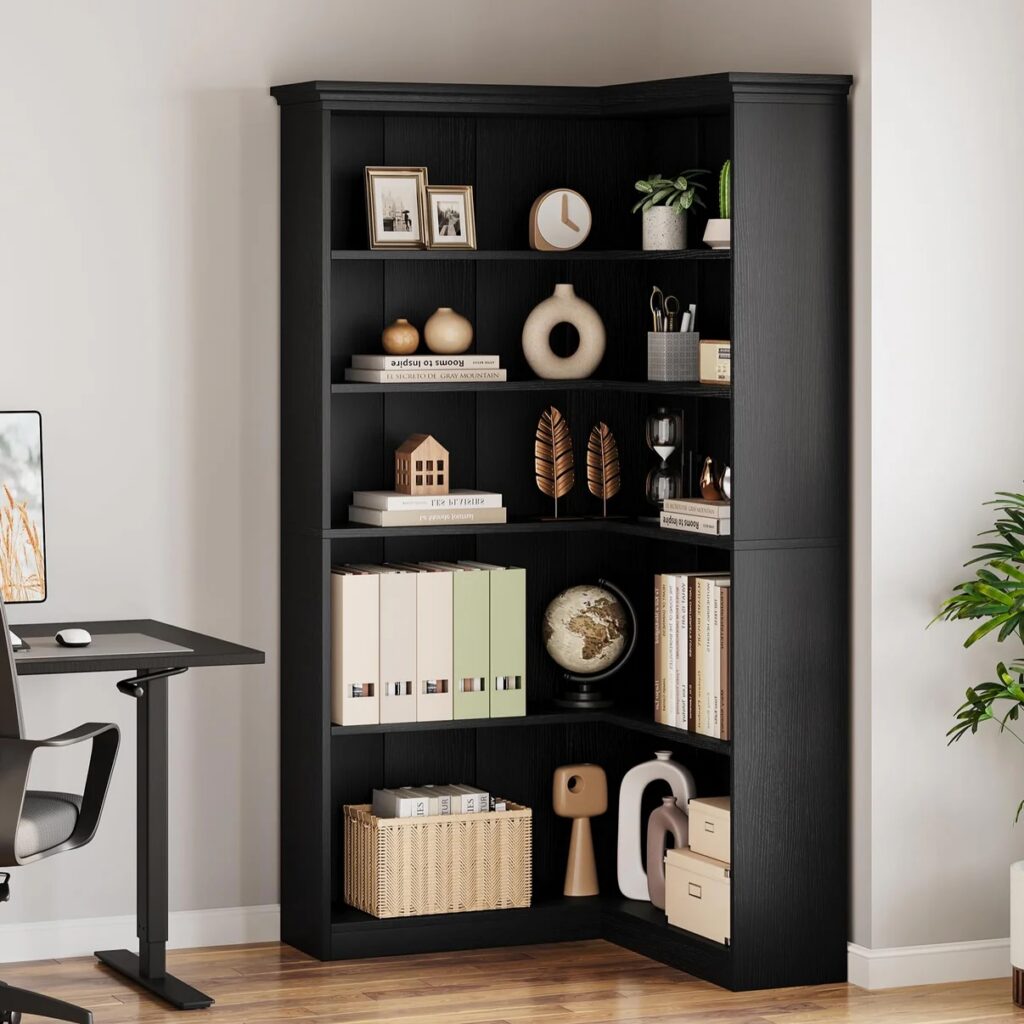 Bookshelf used to add storage and height to an empty corner.