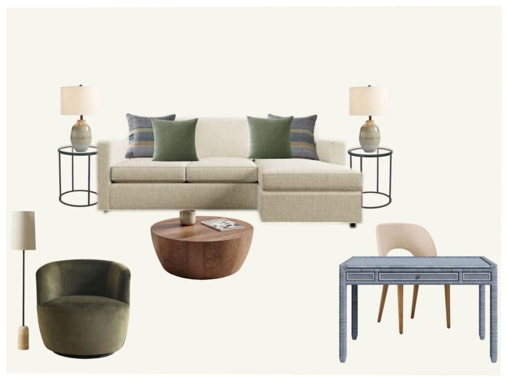 Living room designed through Uploft virtual interior design services.